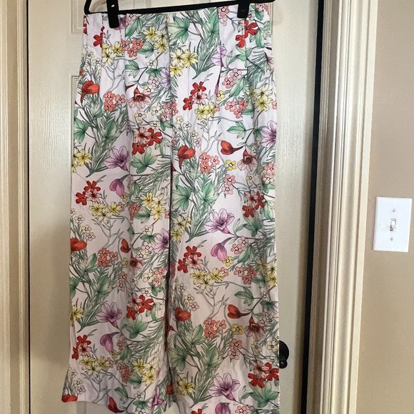 Zara Flower Pattern Coulotte Pant - Picture 1 of 5